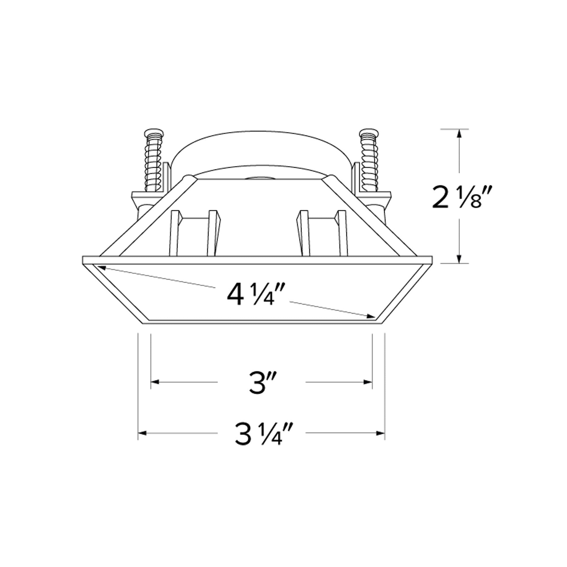 Pex™ 4" Square Trimless Smooth Reflector Trim - line drawing.