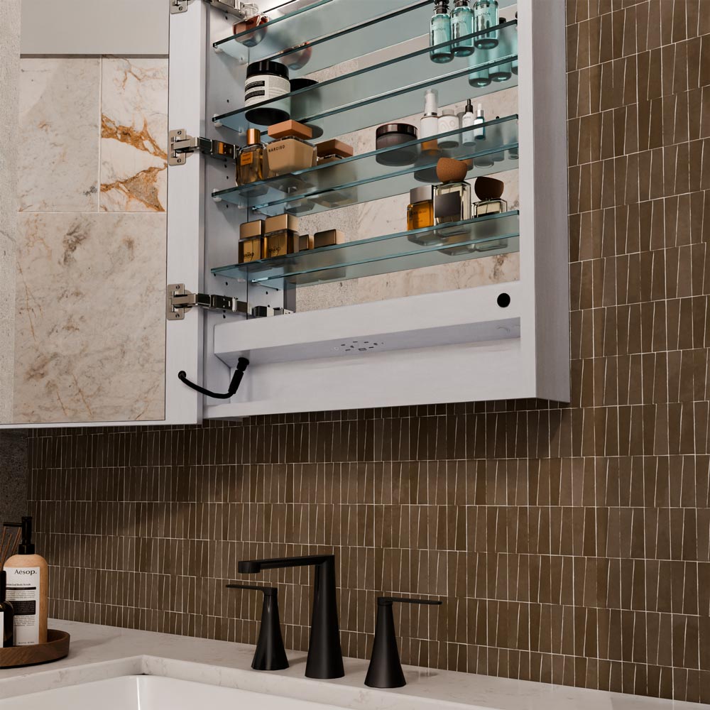 Ambiance LED Mirrored Cabinet in Detail.