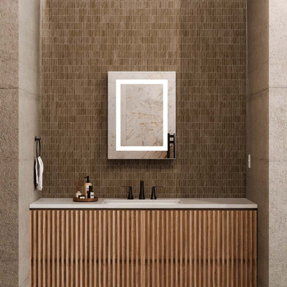 Ambiance LED Mirrored Cabinet in bathroom.