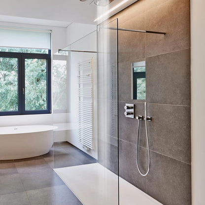Aqua LED Fog Free Mirror in bathroom.