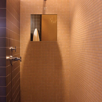 Aqua LED Fog Free Mirror in bathroom.