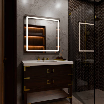 Aria LED Lighted Mirror in bathroom.