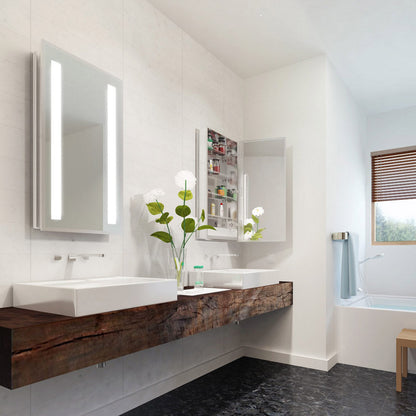 Ascension LED Wardrobe Mirror in bathroom.