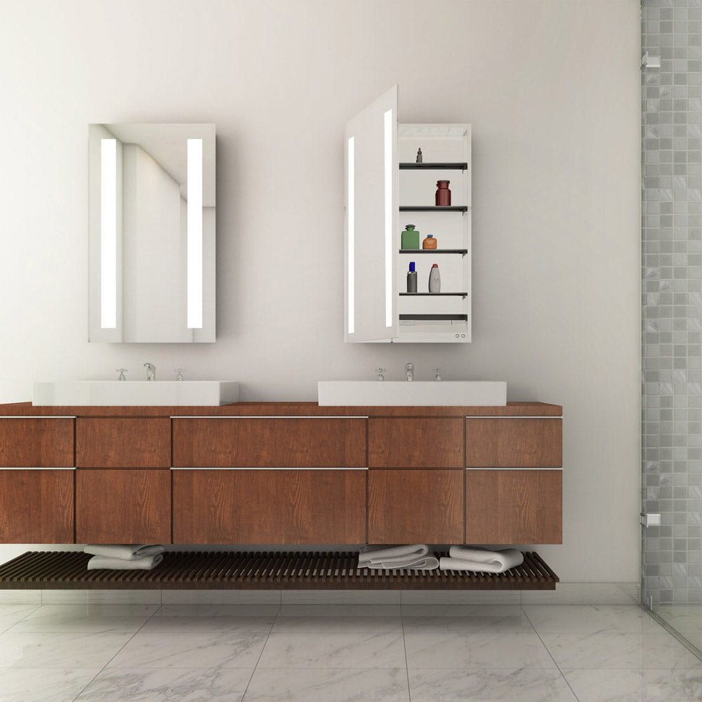 Ascension LED Wardrobe Mirror in bathroom.