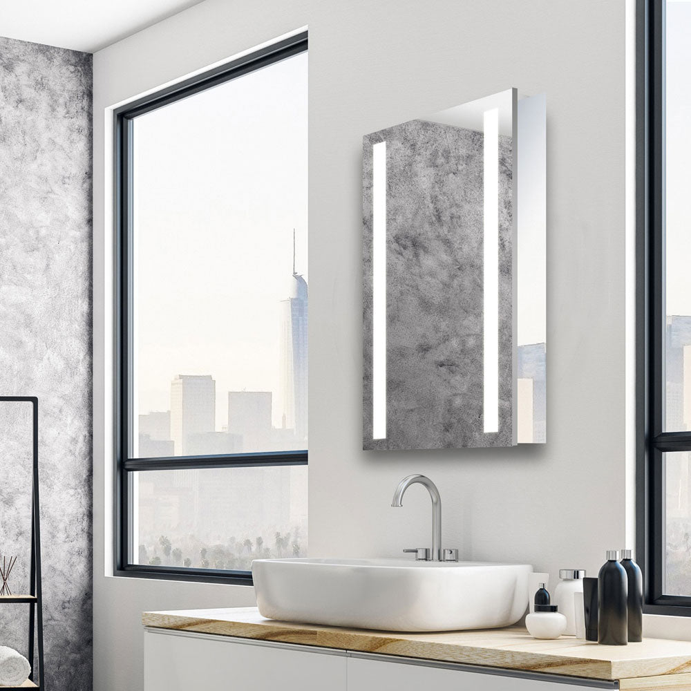 Ascension LED Wardrobe Mirror in bathroom.