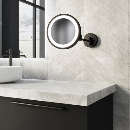 Blush LED Makeup Mirror in bathroom.