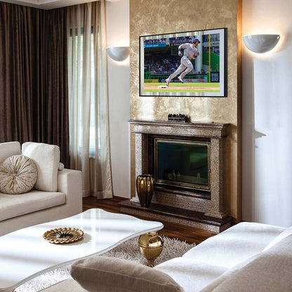 Eclipse Mirror TV Cover in living room.
