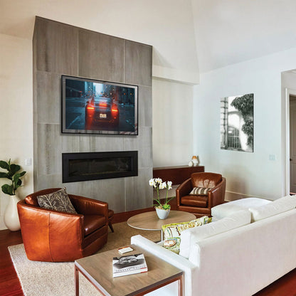 Eclipse Mirror TV Cover in living room.