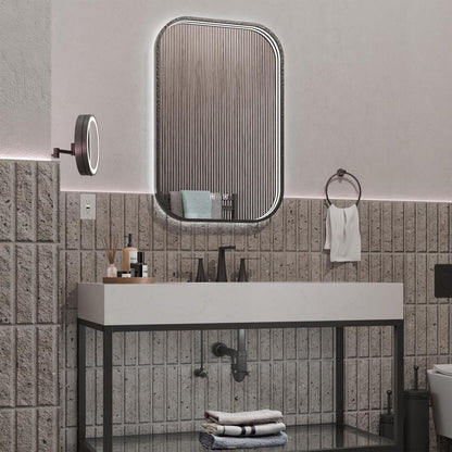 Eminence LED Lighted Mirror in bathroom.