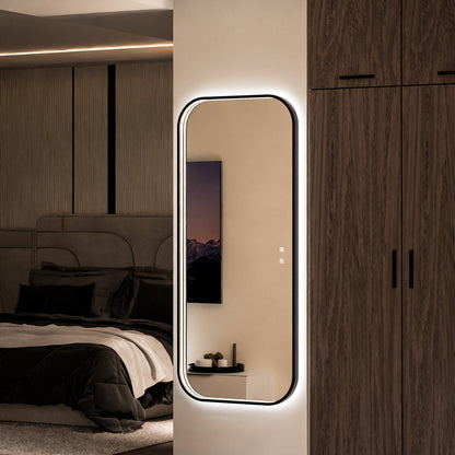 Eminence LED Lighted Mirror in bedroom.