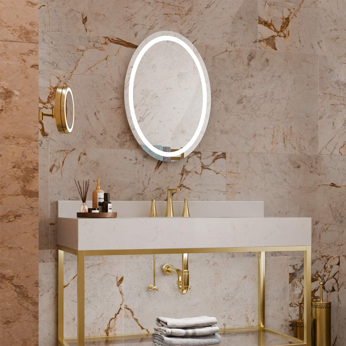 Eternity LED Lighted Mirror in bathroom.