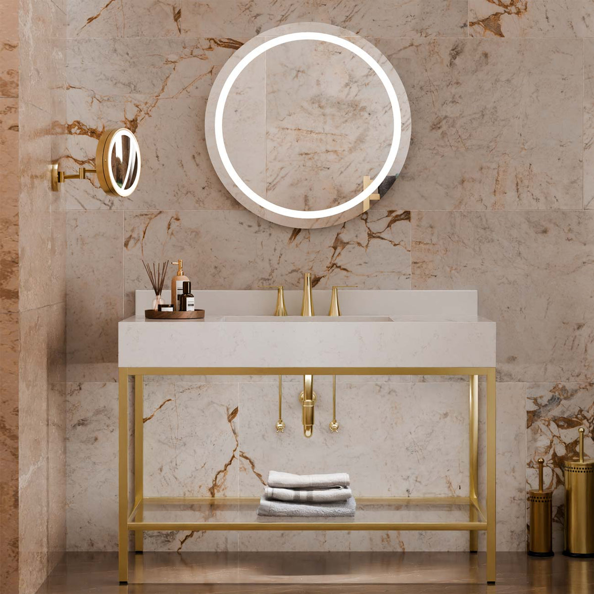 Eternity LED Lighted Mirror in bathroom.