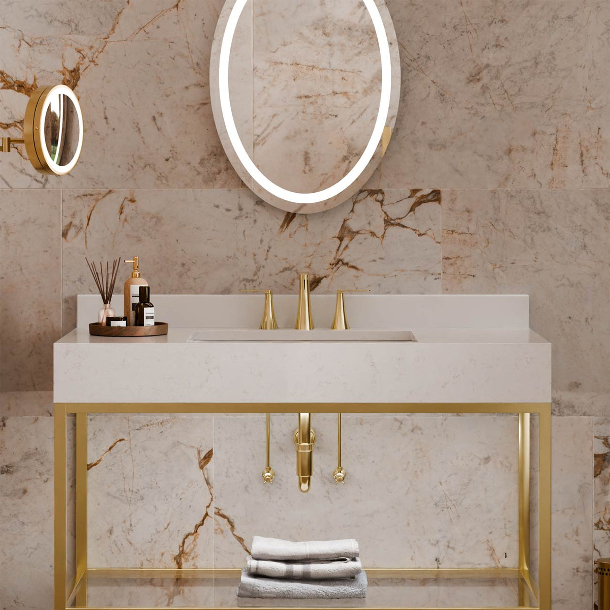 Eternity LED Lighted Mirror in bathroom.