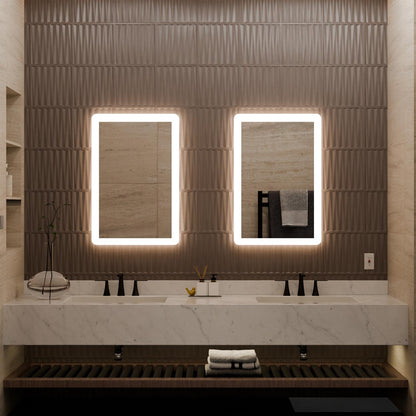 Eyla LED Lighted Mirror in bathroom.