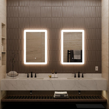 Eyla LED Lighted Mirror in bathroom.