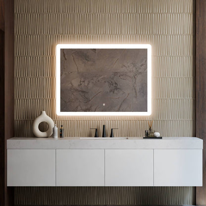 Eyla LED Lighted Mirror in bathroom.