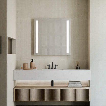 Fusion LED Lighted Mirror in bathroom.