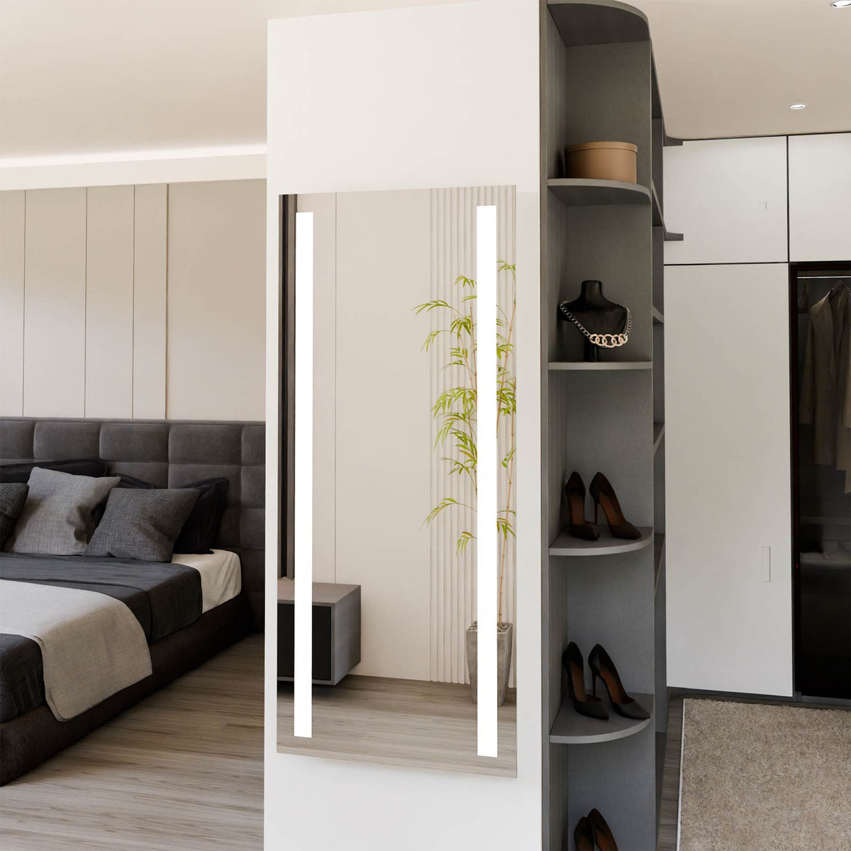 Fusion LED Wardrobe Mirror in bedroom.