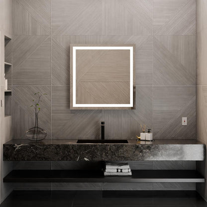 Integrity LED Lighted Mirror in bathroom.