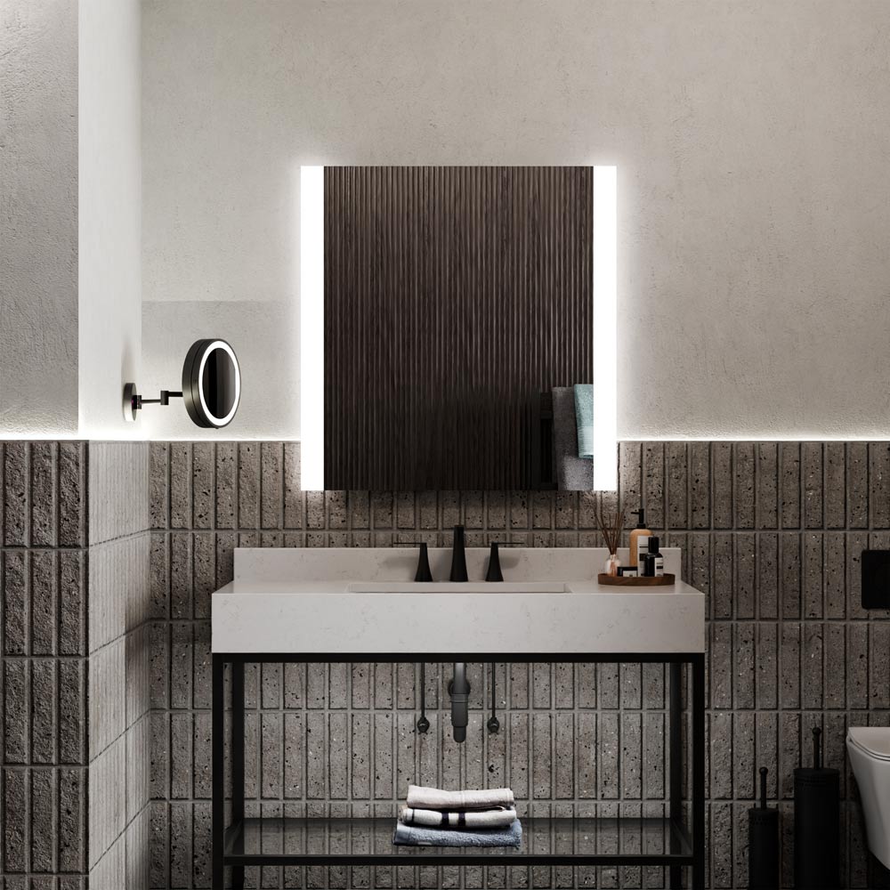 Novo LED Lighted Mirror in bathroom.