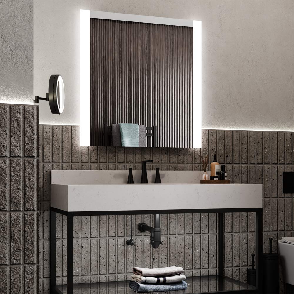 Novo LED Lighted Mirror in bathroom.