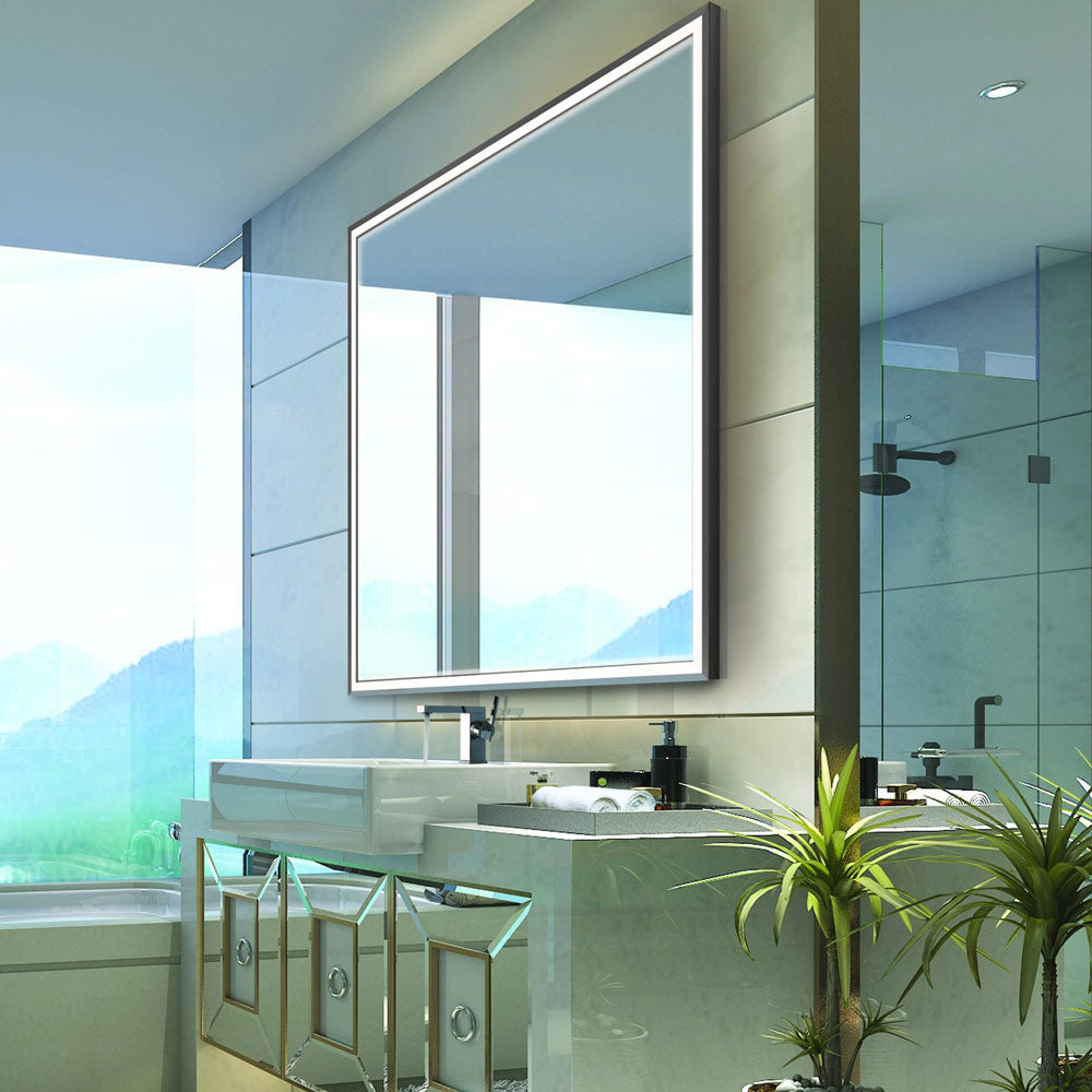 Radiance LED Lighted Mirror in bathroom.