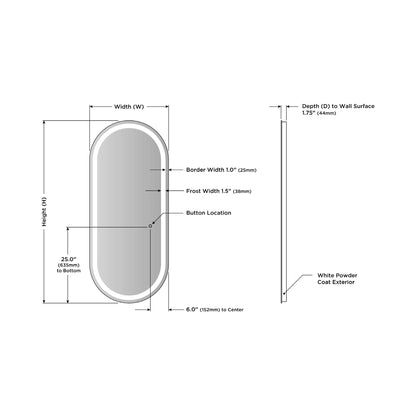 Saratoga LED Lighted Mirror - line drawing.