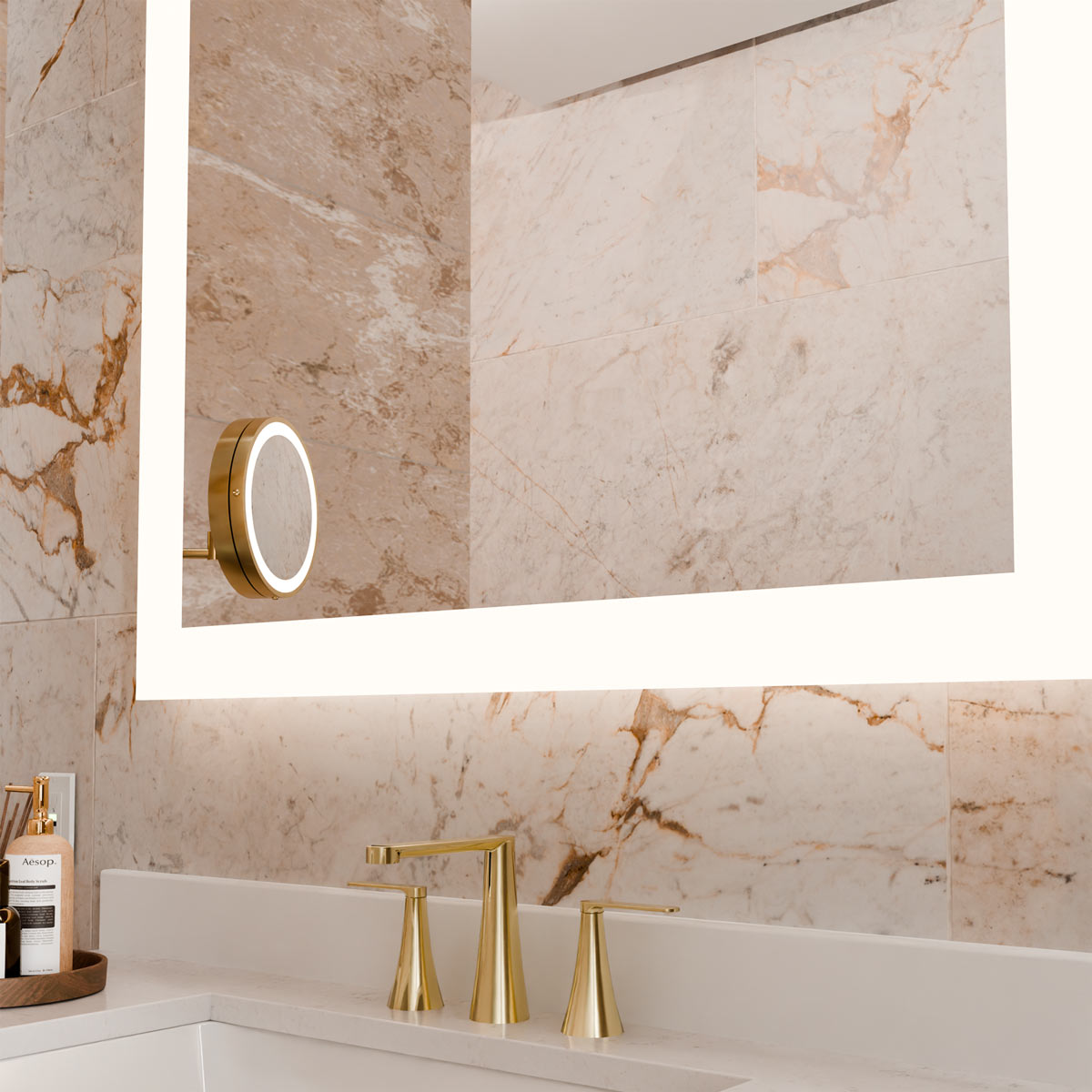 Silhouette LED Lighted Mirror in Detail.