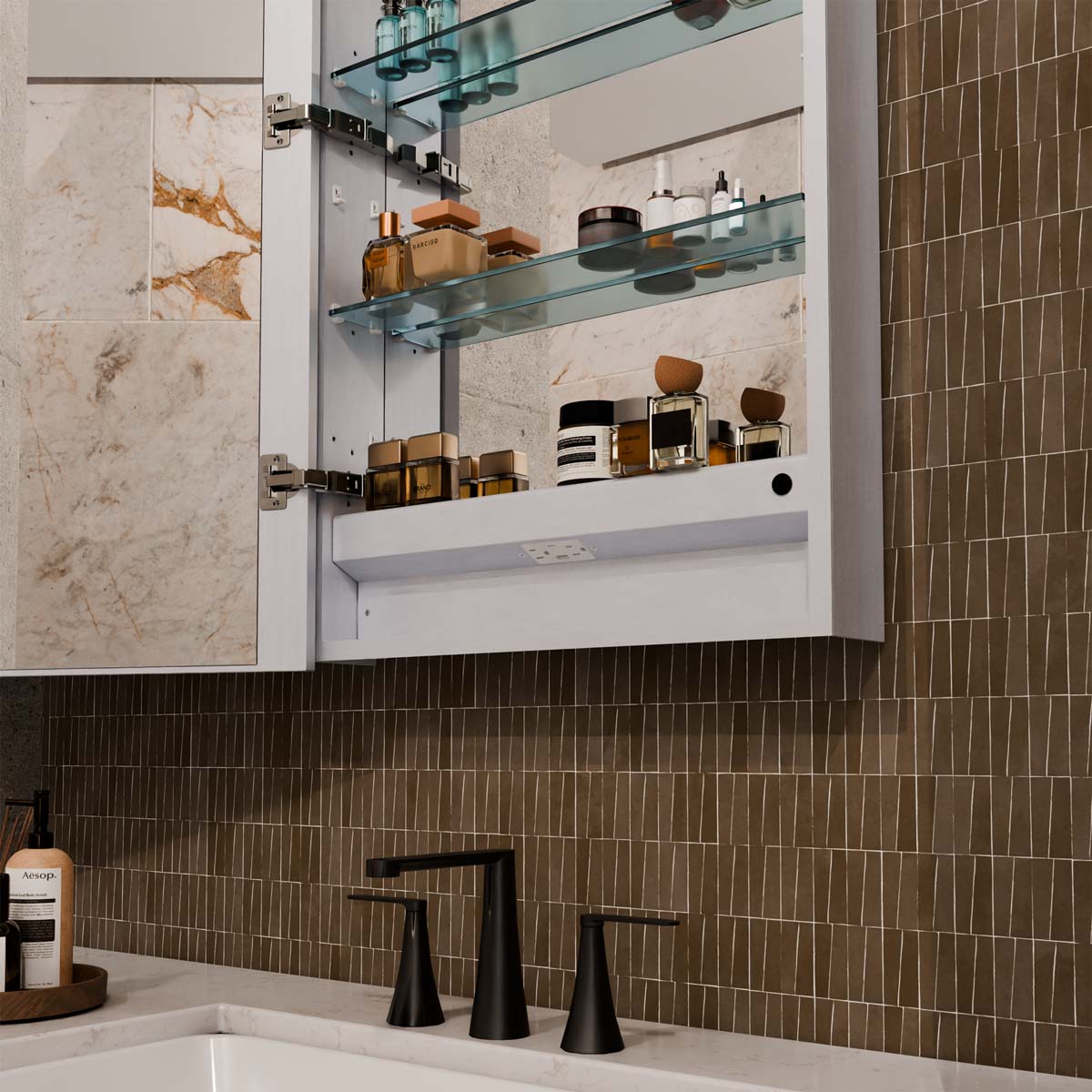 Simplicity Mirrored Cabinet in Detail.