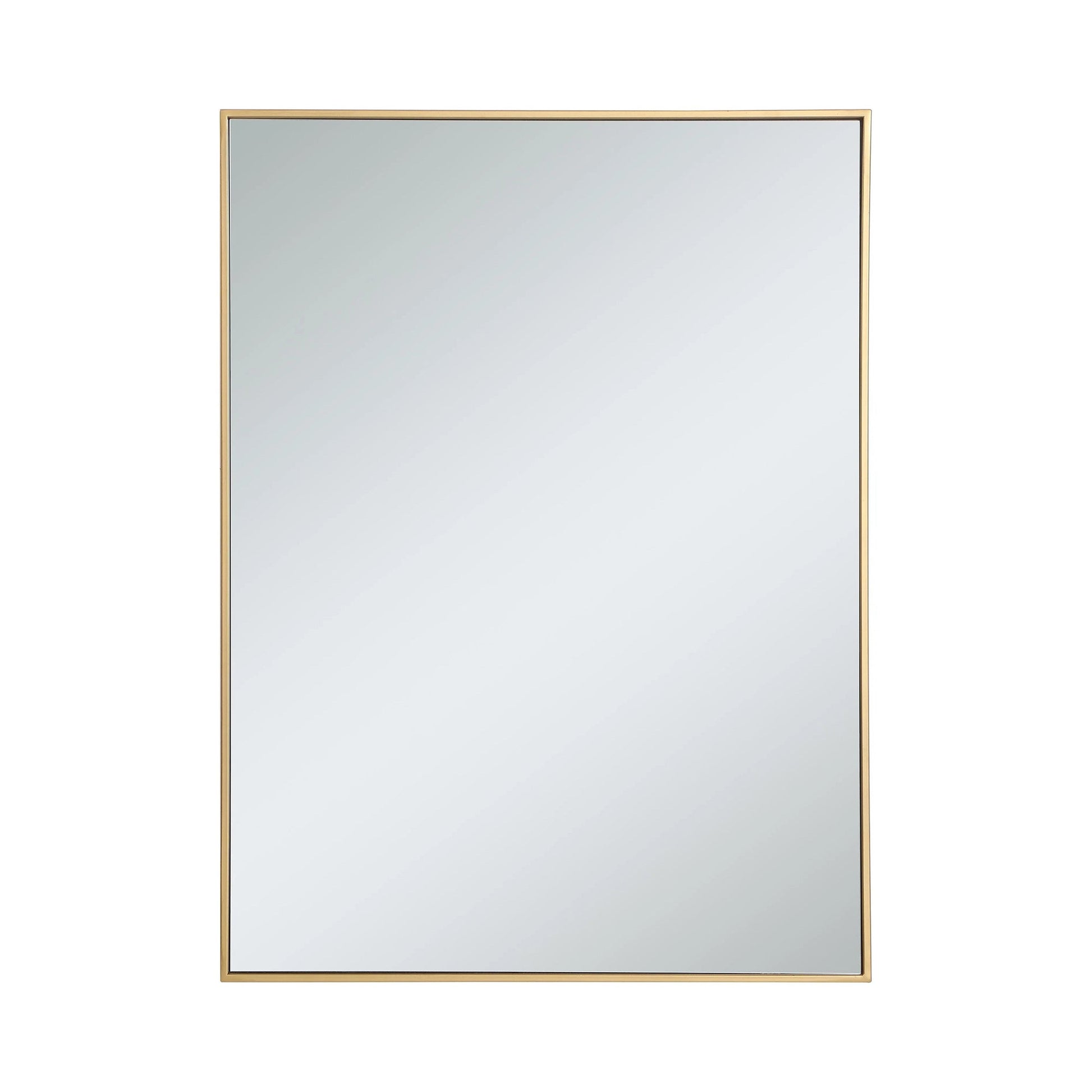 Elegant Rectangle Framed Mirror in Brass (40-Inch).