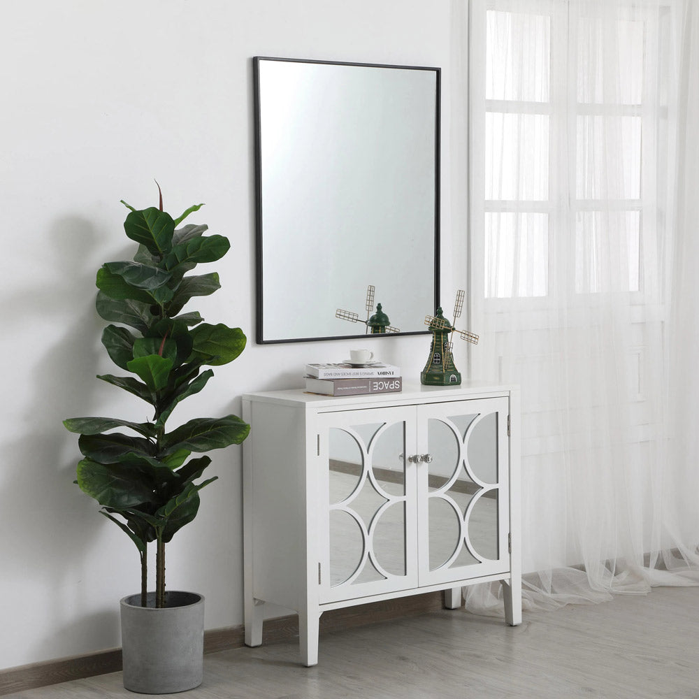 Elegant Rectangle Framed Mirror in living room.