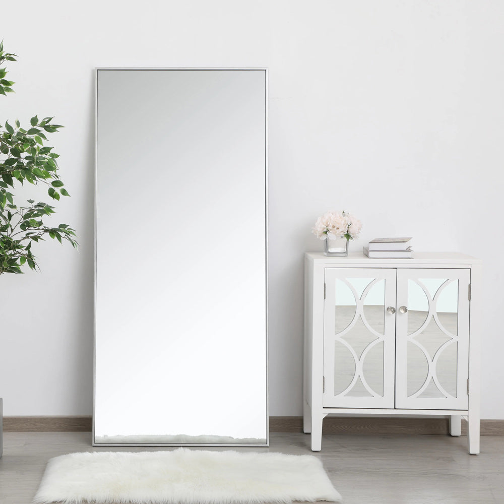 Elegant Rectangle Framed Mirror in living room.