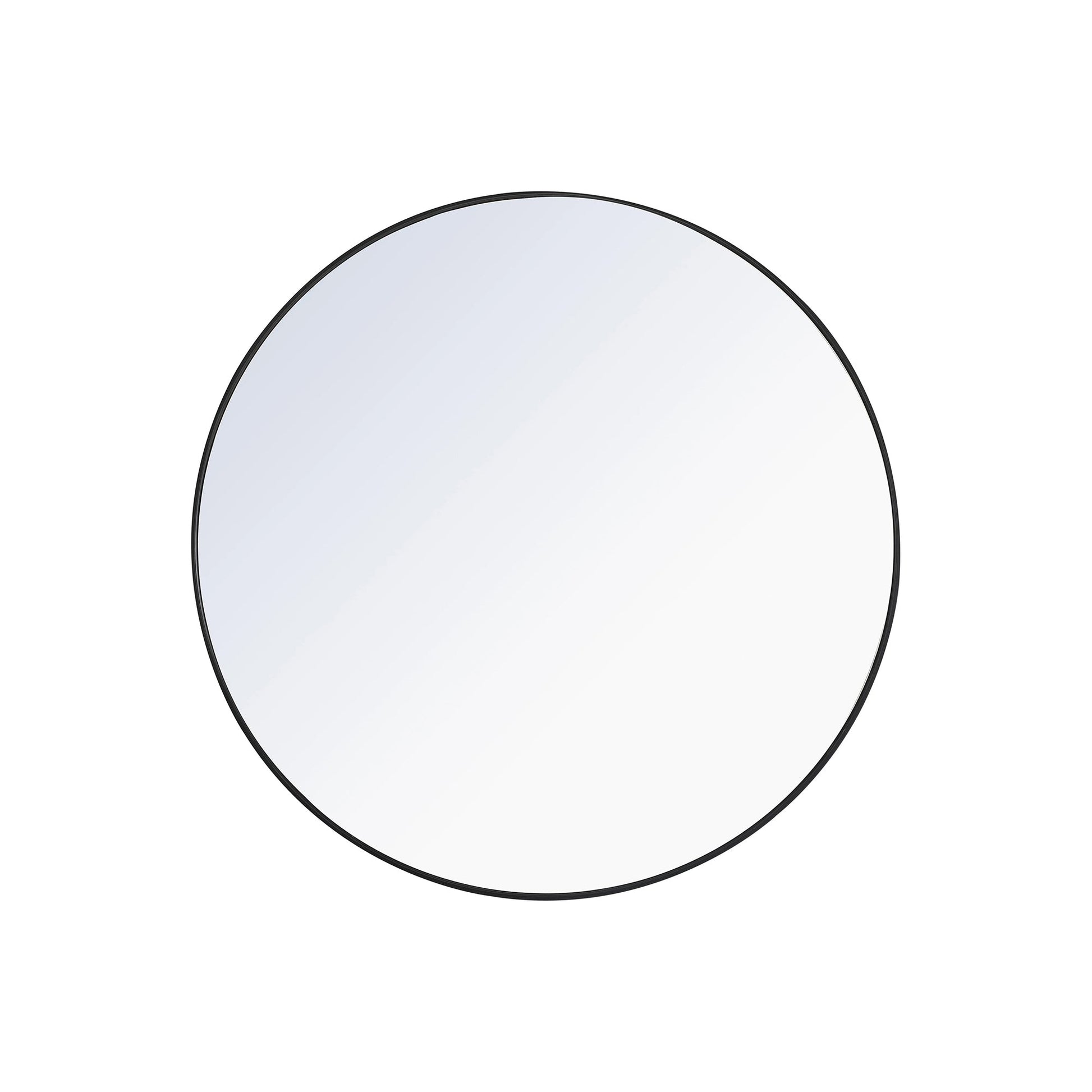 Elegant Round Framed Mirror in Black (24-Inch).