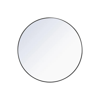 Elegant Round Framed Mirror in Black (24-Inch).