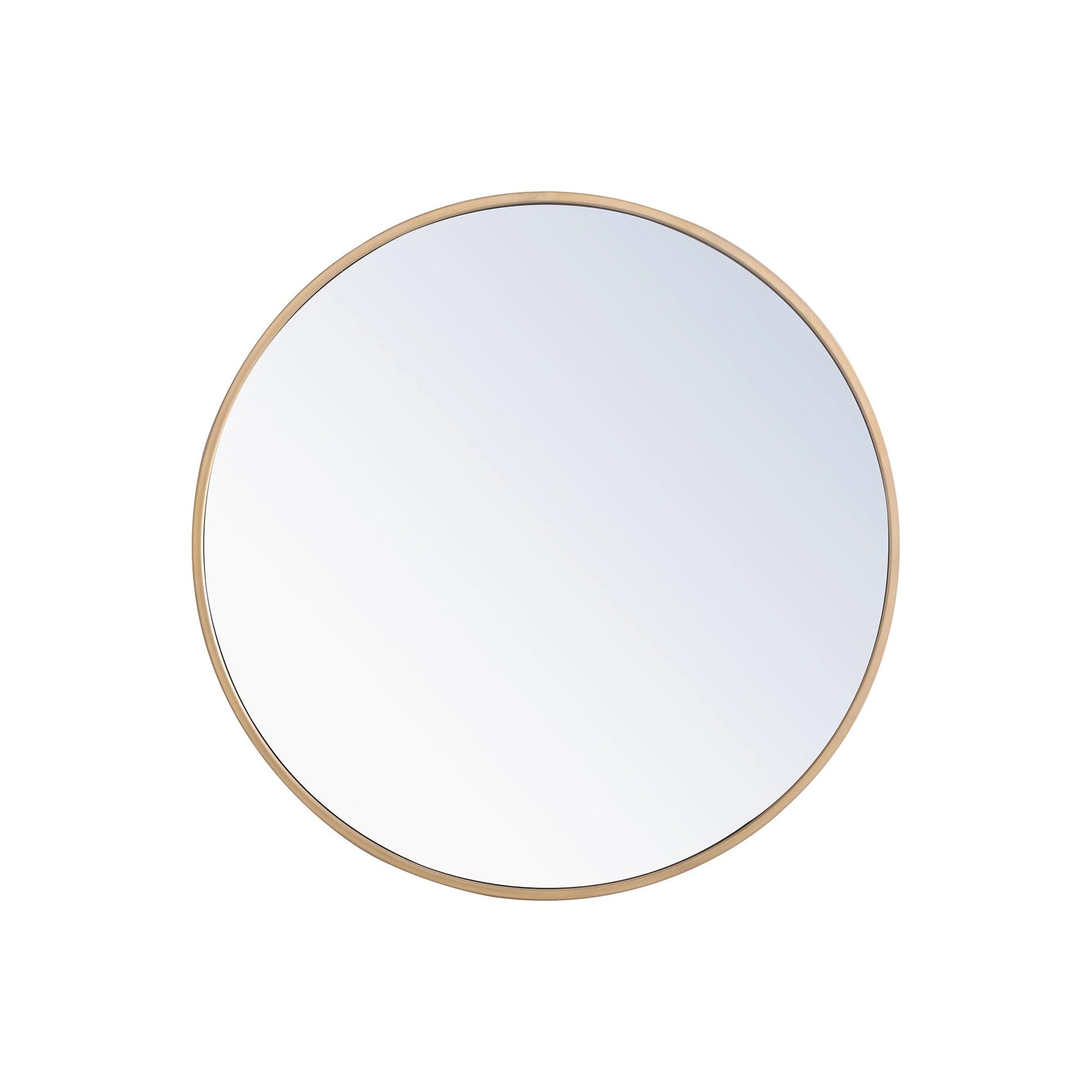 Elegant Round Framed Mirror in Brass (24-Inch).