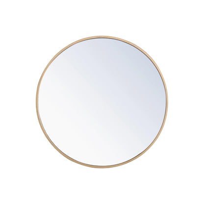 Elegant Round Framed Mirror in Brass (24-Inch).