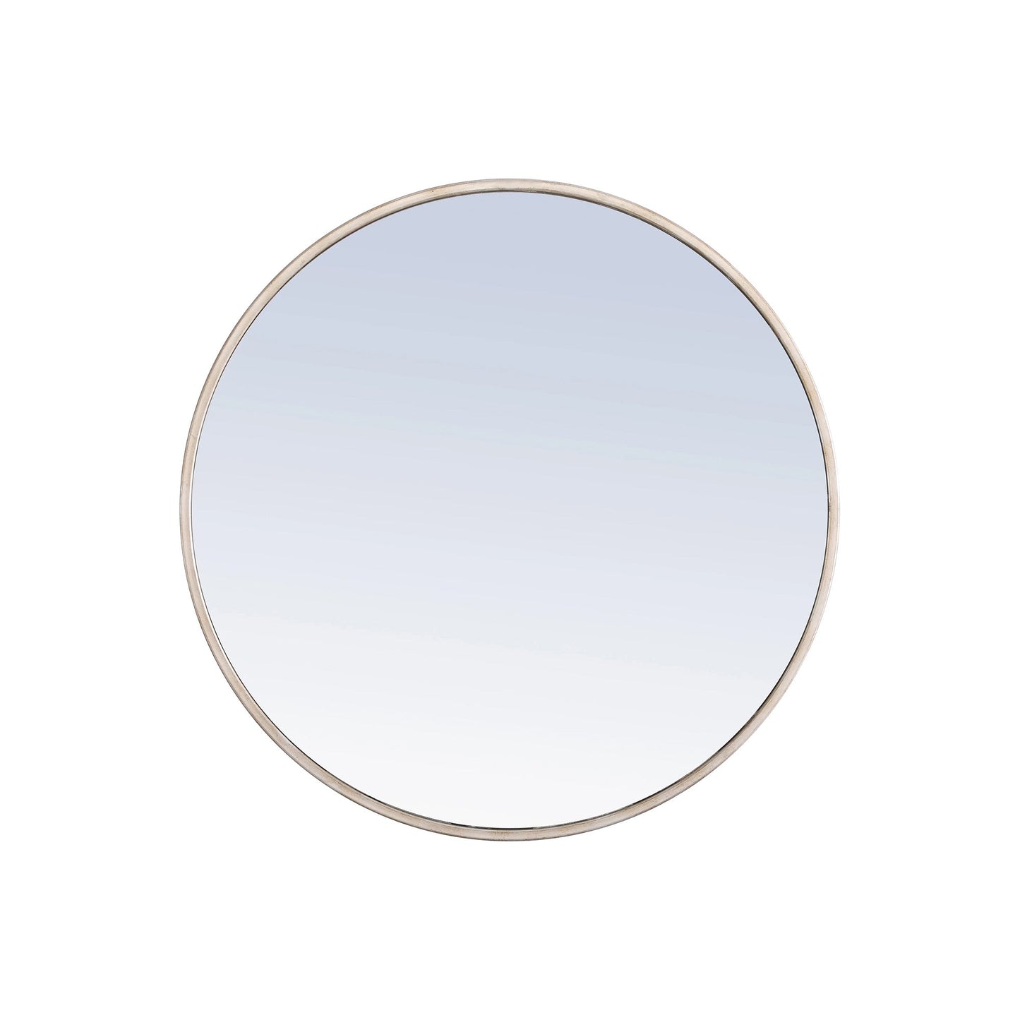 Elegant Round Framed Mirror in Silver (24-Inch).