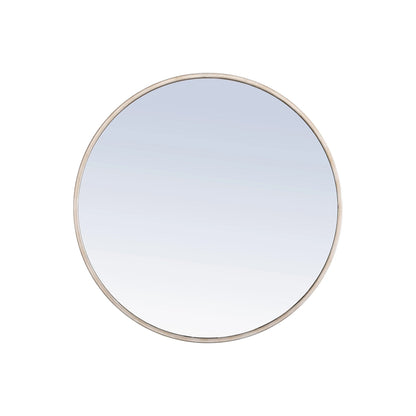 Elegant Round Framed Mirror in Silver (24-Inch).