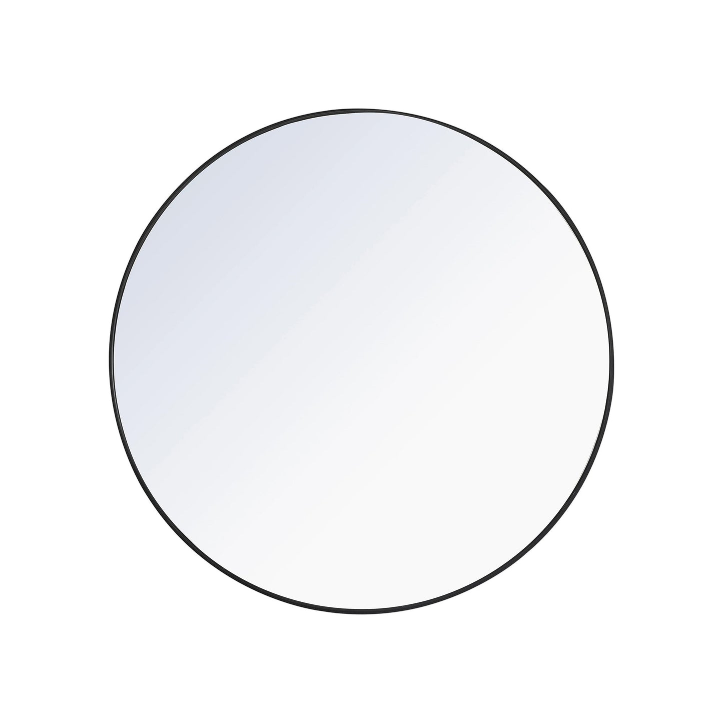 Elegant Round Framed Mirror in Black (28-Inch).