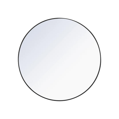 Elegant Round Framed Mirror in Black (28-Inch).