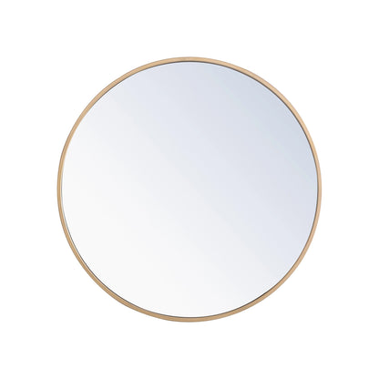 Elegant Round Framed Mirror in Brass (28-Inch).