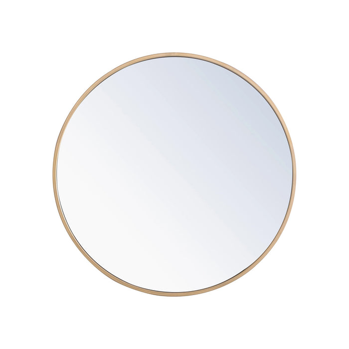 Elegant Round Framed Mirror in Brass (28-Inch).