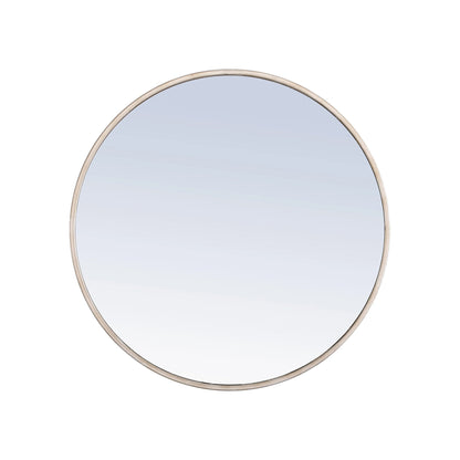 Elegant Round Framed Mirror in Silver (28-Inch).