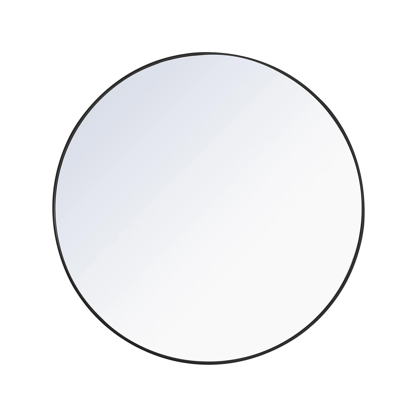 Elegant Round Framed Mirror in Black (32-Inch).