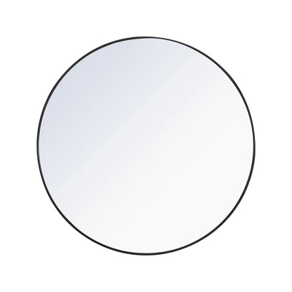 Elegant Round Framed Mirror in Black (32-Inch).
