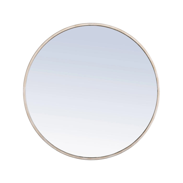 Elegant Round Framed Mirror in Silver (32-Inch).