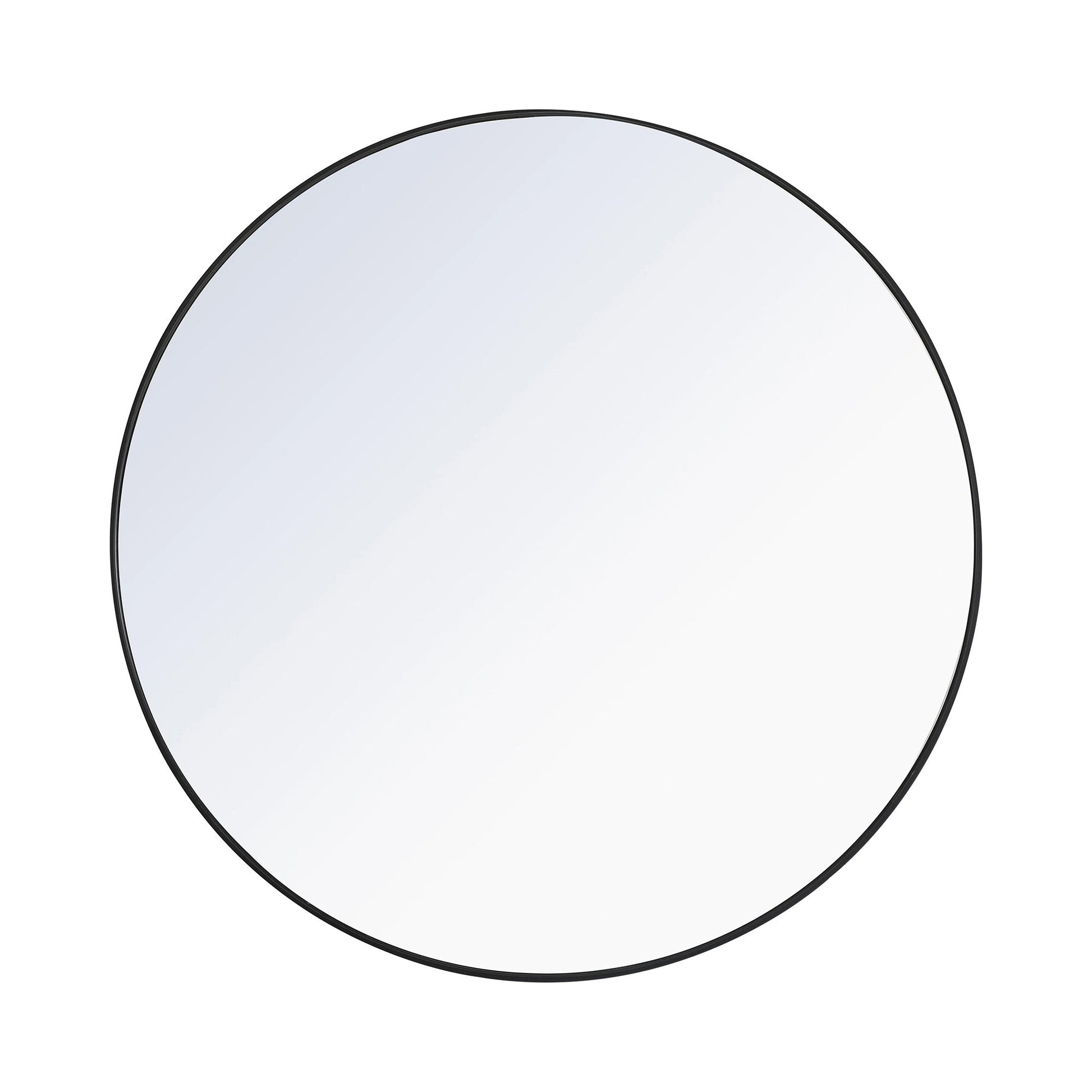 Elegant Round Framed Mirror in Black (36-Inch).
