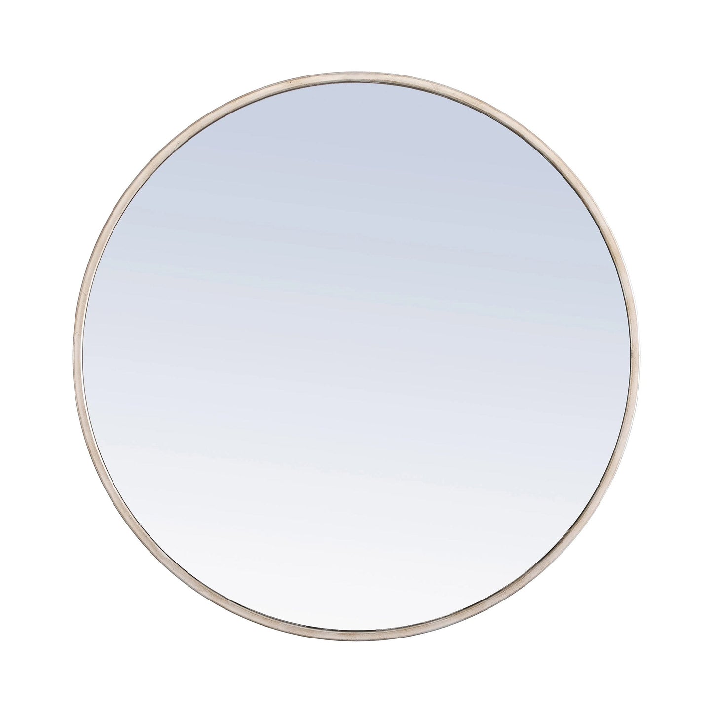 Elegant Round Framed Mirror in Silver (36-Inch).