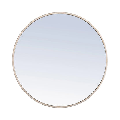 Elegant Round Framed Mirror in Silver (36-Inch).