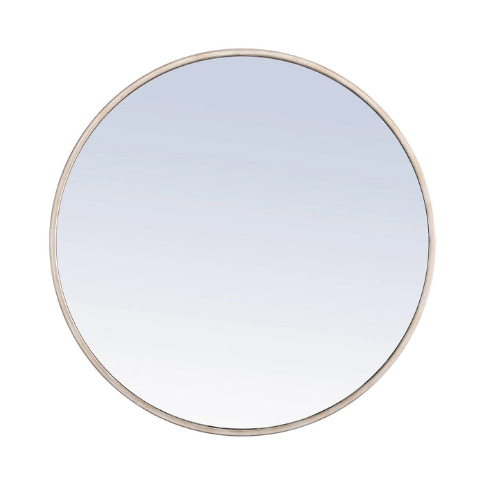 Elegant Round Framed Mirror in Silver (36-Inch).